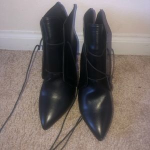 Black Tie-Up Heel Booties